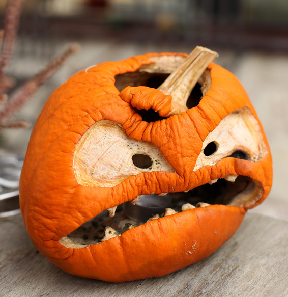 Halloween pumpkin with scary face